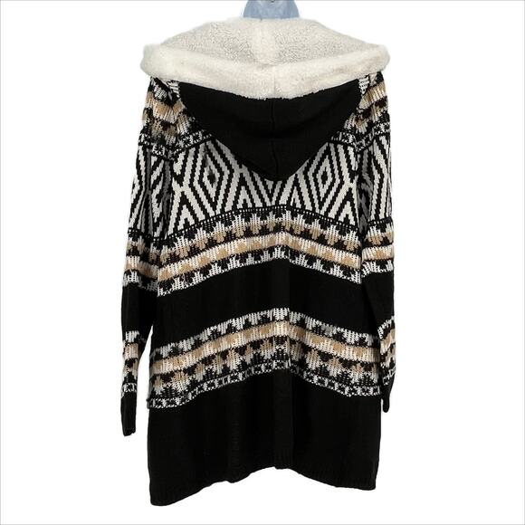 No Boundaries Hooded Sweater Black/Neutral Size Large 11/13 - Picture 4 of 8